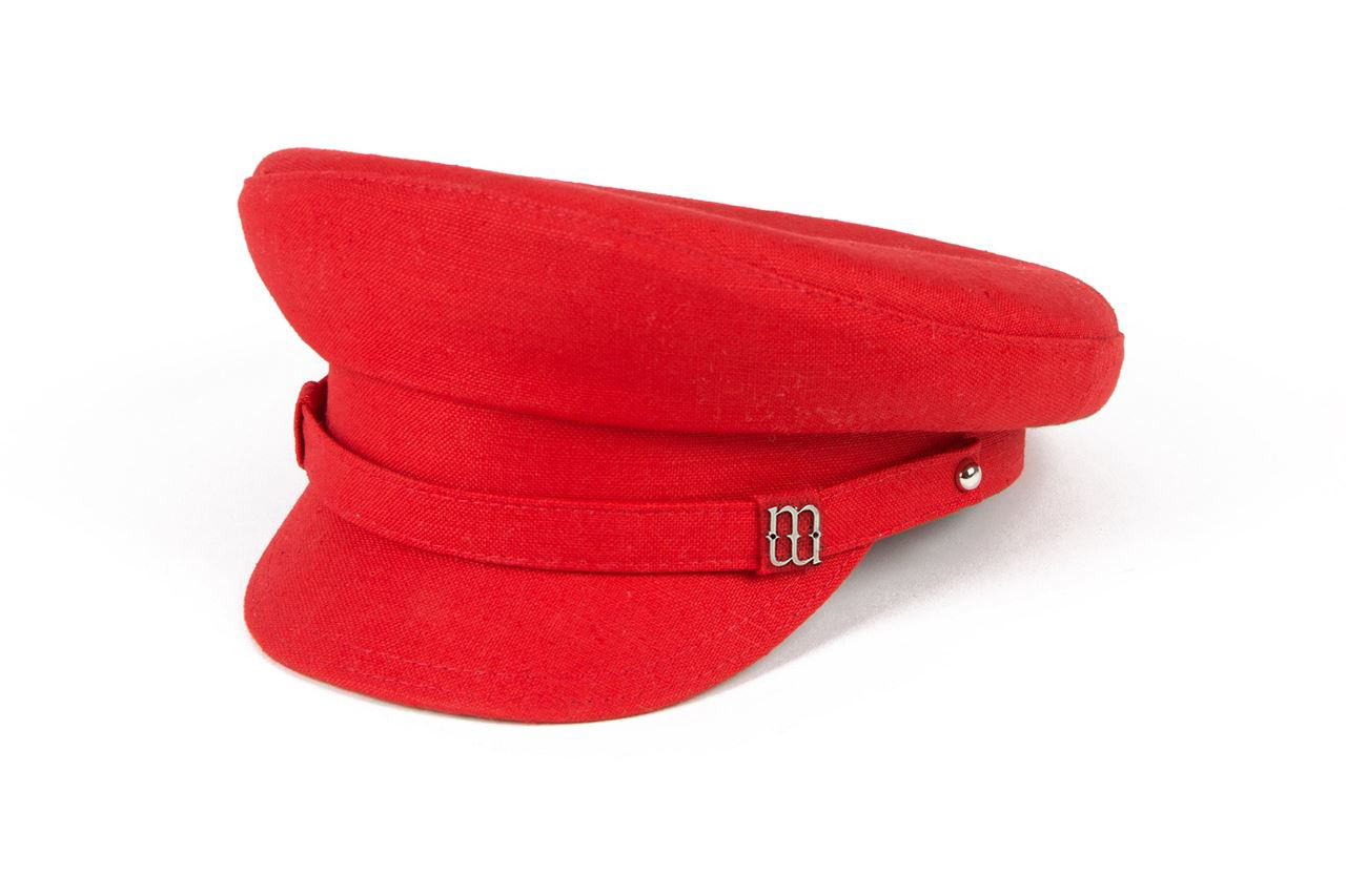 red peaked cap